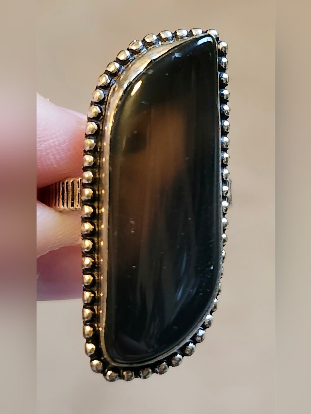 Vintage 925 Sterling Silver & Brown Agate Ring - Picture 4 of 8